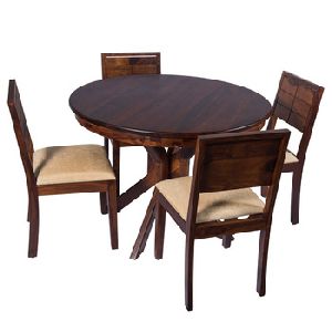 4 Seater Round Wooden Dining Set