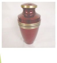 BURGUNDY BRASS METAL MEMORIAL URN