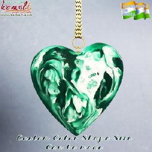 Green flat glass marble heart Ornaments