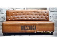 single seat modular genuine leather chesterfield sofa