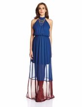 Blue Georgette Long Cocktail Dress