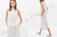 White Plane Laser Georgette U Shape Top