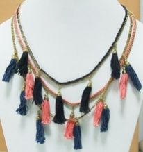 Short Necklace With Cotton Fringe