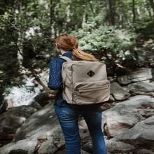 COTTON CANVAS LEATHER SCHOOL BACKPACK