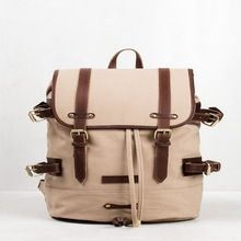 Full Grain Leather with Canvas Backpack Designer Backpacks Casual Scho –  Unihandmade