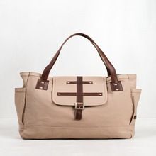 WAXED COTTON CANVAS LEATHER TOTE BAG