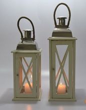 Wooden Pillar Candle Lantern