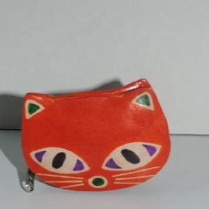 Handmade painted leather money toy bank