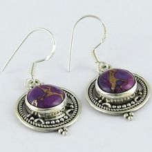 Paradise Purple Copper Turquoise Silver Earring