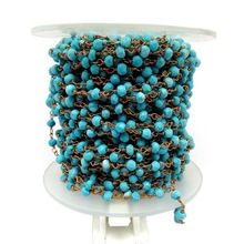 Stunning Created Turquoise Gemstone Rosary Style Beaded Chain