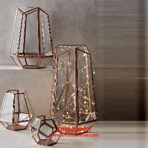 Copper Glass Candle Lantern