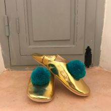 Handmade Moroccan pom pom slippers