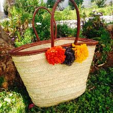 Leather Boho Ibiza Straw Basket