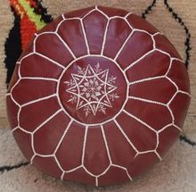 Moroccan poufs Burgundy leather