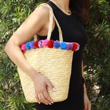 traw pompom beach tote