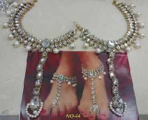 Metal anklets with rhinestones