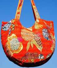 Fruit print handbag Girl Shoulder bag Tropical Cotton Kantha Tote Bag Wholesale