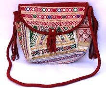 Women Shoulder Hand Bag Leather Banjara Embroidery Bag Purs