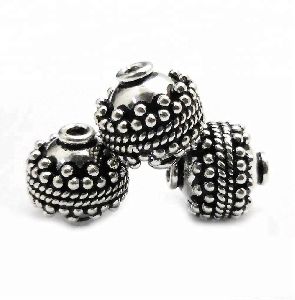 oxidized sterling silver plated handmade bali bead
