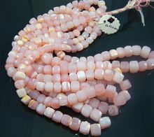 Natural Faceted Pink Opal 3D Box Beads