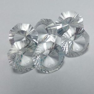 Concave Cut White Crystal Gemstone