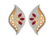 Diamond Pave Set Marquise Ruby Stone Earrings