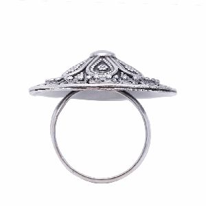 Oxidised Silver Floral Design Wedding Ring