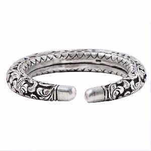 Tribal Oxidised Silver Bangle