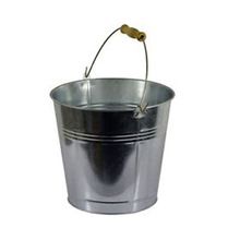 Tin bucket with wooden handle