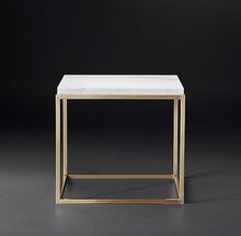 Antique Marble Top Tea Table | Stainless Steel Side Table