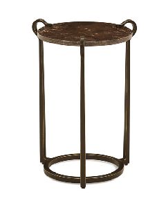 Black Designer metal side table With Brown High Quality Polish Marble Top