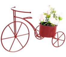 Decorative red bicycle planter