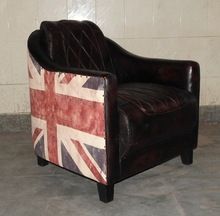 antique union jack leather chair