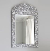Bone Inlay Black and White Floral Design Mirror 