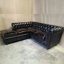 Genuine leather chesterfield sectional sofa