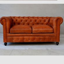 Two Seater Leather Chesterfield Sofa 
