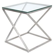Steel Table with Glass Top