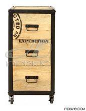 WOODEN IRON NIGHTSTAND TABLE