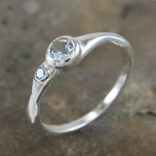 Dainty blue topaz gemstone silver ring