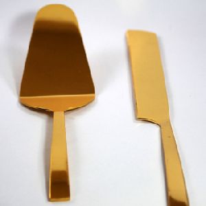 SS Gold cake cutlery set
