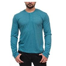 Mens Long Sleeve T-shirts With Pocket Henley