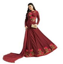 Long Floral Embroidery Gown Style Anarkali Suits