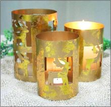 Christmas reindeer cut tea light candle holder