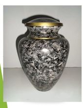 GREY GOLD STRIPPED PRINT FUNERAL URN