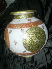 Marble matka vase with peacock design