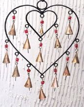 METAL HAND CRAFTED HEART SHAPED BELLS