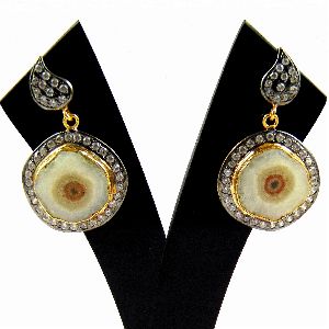 Gemstone Bezel Setting Micro Plating earings