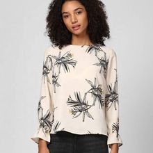 Boat Neck Printed Casual Blouse