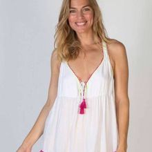 Embroidered Dress Halter Neck Sleeveless Dress