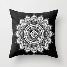 Ombre Design Blace and  White Mandala Cushion Case Cover
